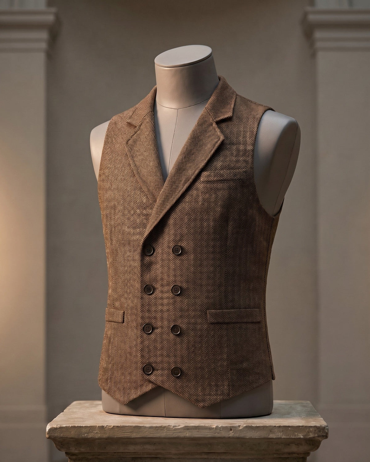 Guido Herringbone Tweed Vest